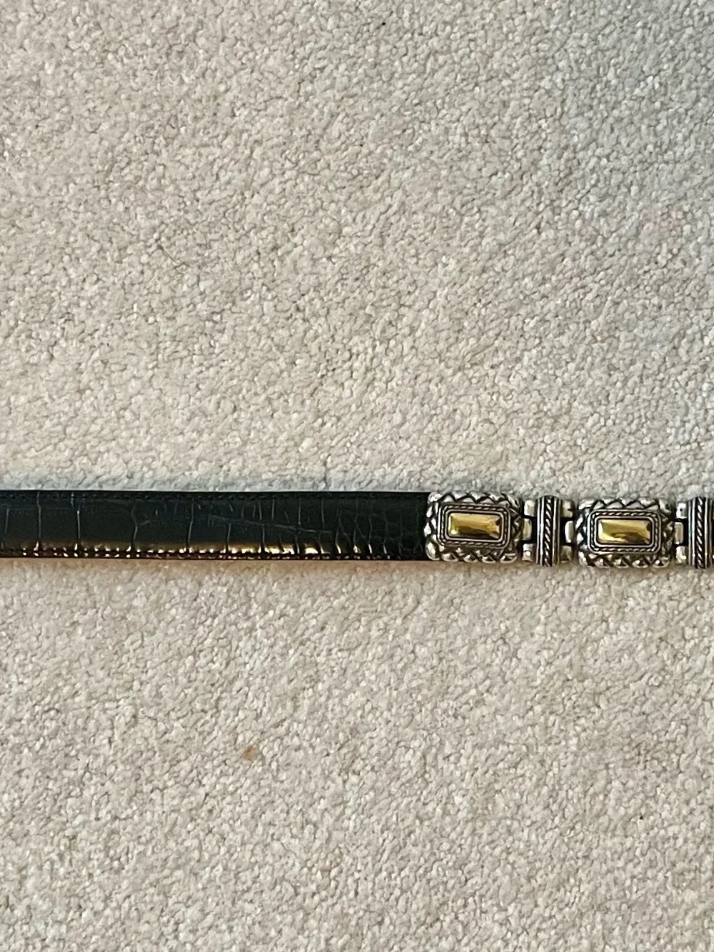 Brighton Black Croc-Embossed Belt with Two-Tone Hardware